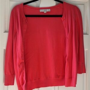LOFT Pink Cardigan Sweater Lightweight Knit SP